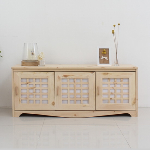 프라이드리빙 자연솔원목 빗살문 거실장 가로 3칸