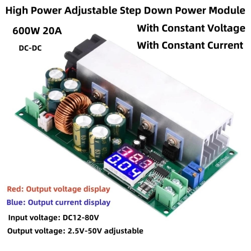 TZT 600W 부스트 모듈 전원 공급 장치 - 스텝 업 정전류 전압 9v-60V 12v-80V 48V 72V 부스터 컨버..