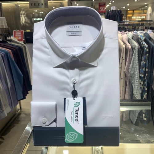 예작 남성와이셔츠 카라배색 모달 신축성 있는 스트레치 솔리드 슬림핏 긴팔셔츠_YJ4SBS152-BL