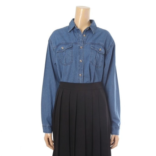 페이지플린 베이직 양 포켓 긴팔 데님 셔츠 F4ABL001