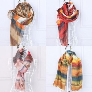 오로라 면 나염 롱 스카프 머플러 목도리 여성 중년 WD12A2A