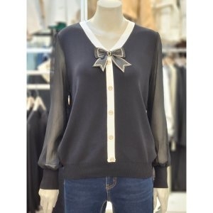 스위트숲 브로치 포인트 배색 니트 OA2LKT5