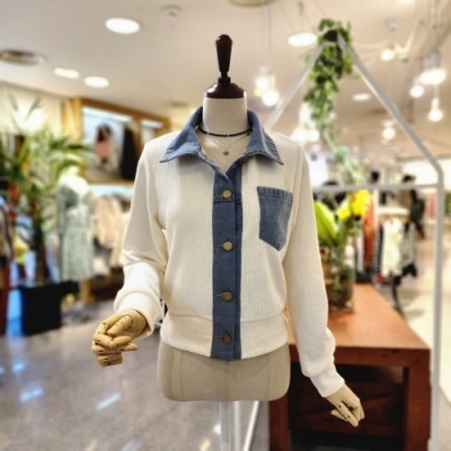 멜로디가든 데님배색 포켓가디건 M4S2C108