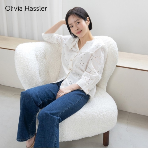 올리비아하슬러 NEW OHBMBL104 무지 카라넥 블라우스
