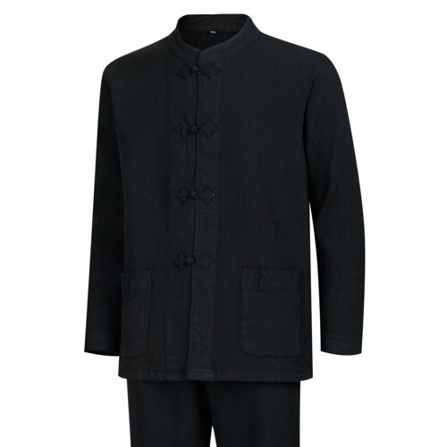 파파브로 남성 겨울 천연염색 밴딩 개량한복 상하의 세트_SS-HBW-Q016-블랙