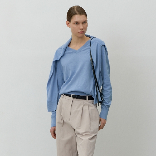 나인 오버핏 브이넥 니트 T-6764