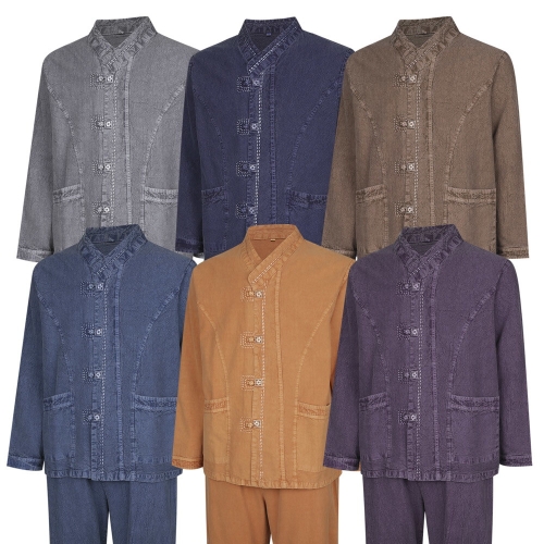 파파브로 남성 워싱가공 천연염색 생활한복 상하의 세트 SS-HBA-M3-네이비