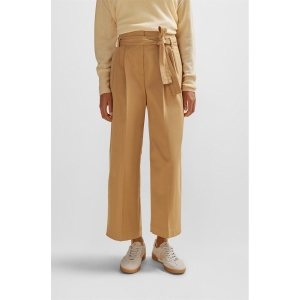 보스 SP24 여성 테이퍼드핏 벨티드 팬츠 미디엄 베이지 50505609260