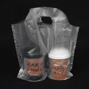 해피팩  카페 테이크아웃 2구 일반 일회용 비닐 캐리어
