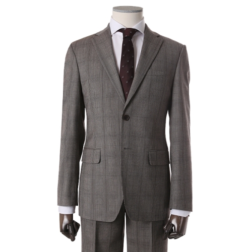 지이크 프리미엄 베이지 노치드라펠 베이지 체크 슈트_PDJ2017