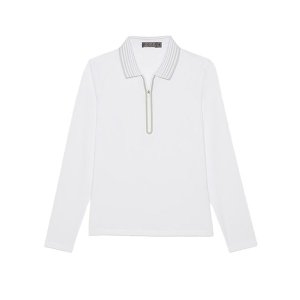 지포어 여성 화이트 골프 웨어 긴팔 폴로 PK 티셔츠 G4LC0K863A SNO