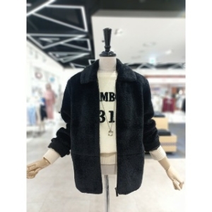 Ab.f.z 니트후드 탈부착 인조양털 점퍼 KFX4HU31BK