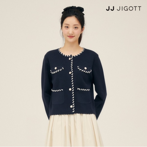 JJ지고트 스티치 배색 플랩 가디건 GP2P1CD211