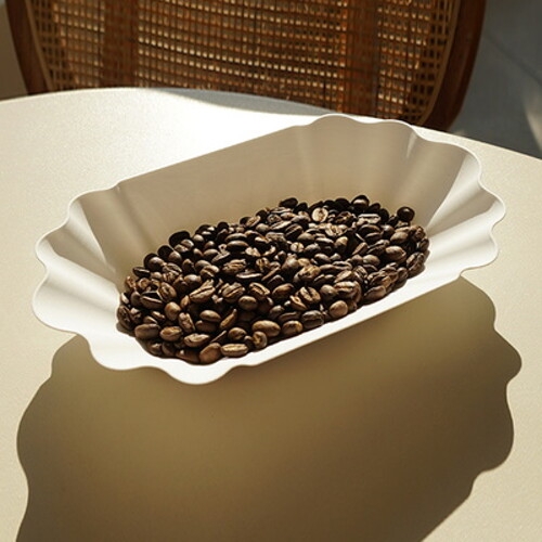 카멜 플리츠 트레이 3P 화이트 커피 원두 트레이 간식 접시