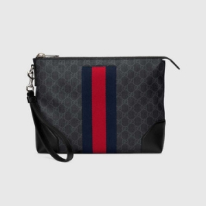 구찌 GG 블랙수프림 스트랩 클러치 523603