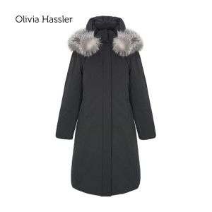 올리비아하슬러 여성 폭스퍼 후드 롱 패딩 점퍼_OHBWDW204