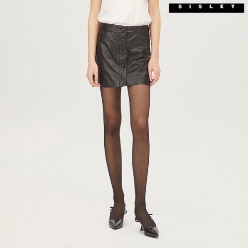 SISLEY 버튼 레더 스커트 3S_48WPL000Z_BK 577964_3S_48WPL000Z_BK
