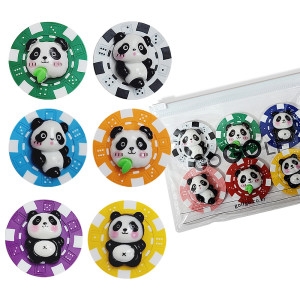 판다  골프볼마커 6개 세트 지퍼백 선물 포장 / 카지노칩 골프 볼마크 골프선물세트