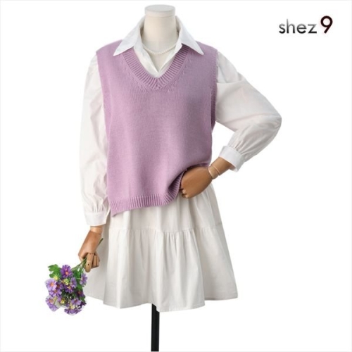 쉬즈넘버나인 바셋 심플 니트 조끼