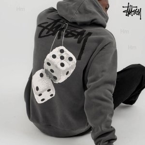 스투시 후드티 퍼지 다이스 후디 남성 티셔츠 피그먼트 그레이