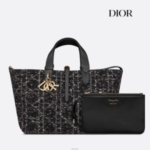 크리스찬디올 블랑앤꼴레뜨 블랙 트위드 미디엄 토트백 M2821OTKV_M911