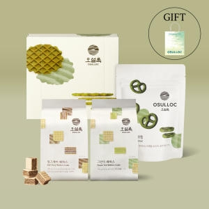 오설록  티푸드 3종(그린티 웨하스+얼그레이 웨하스+녹차와플) 세트