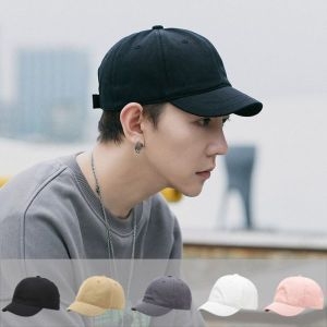 데일리 심플무지 숏챙 남자 야구모자 커플 모자 볼캡 소두 창짧은 5cm 여자 소두모자 야구모자 숏챙모자