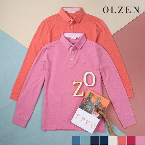 올젠 남성 리플 솔리드 카라티셔츠_ZOB1TT1301