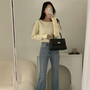 텐바이텐 플러리싱 골지 보트넥 여리핏 긴팔티