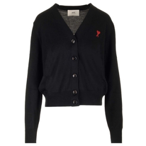 아미 명품 BFFKC111KN0025 001 하트자수 브이넥 가디건 블랙 여성 자켓 TJ