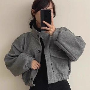 모던 베이직 3컬러 여성 크롭 자켓 숏코트 LK-J041