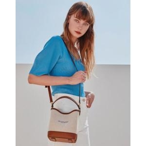 질스튜어트 베이지 가죽배색 캔버스 버킷백 S JABA3F648W2