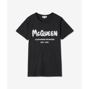 알렉산더맥퀸 여성 그래피티 로고 반소매 티셔츠 블랙 608614QZAD30520