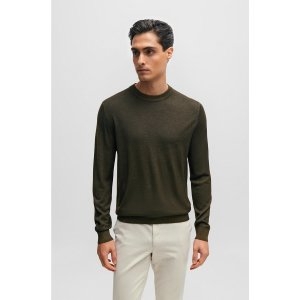보스 SP24 레귤러핏 캐시미어 니트 스웨터 다크 그린 50522229306