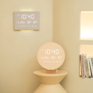 오아  모던 LED 벽시계 무소음 디지털 인테리어 탁상 벽걸이 무소음 전자 거실 요일 온습도