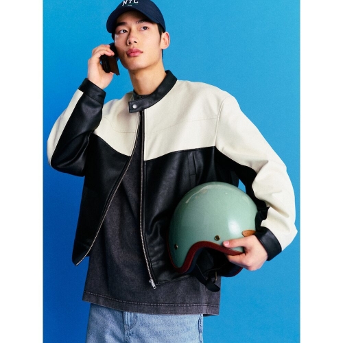 에잇세컨즈 페이크 레더 레이서 재킷 블랙 26423ZDY15