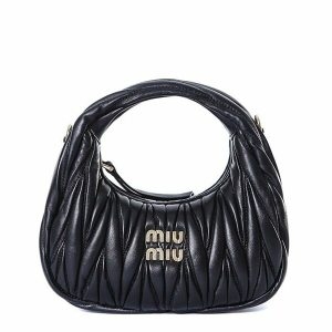 미우미우 명품명품 마틀라쎄 금장로고 나파래더 완더 미니 토드겸 숄더백 블랙5BP078 N88 F