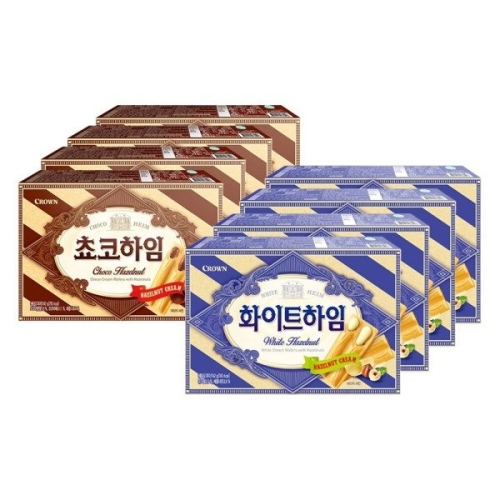 크라운제과  초코하임 142g 4팩+화이트하임 142g 4팩