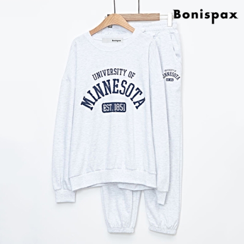 보니스팍스 미네소타 맨투맨 허리 밴딩 조거 팬츠 셋업 XO1OW011L0