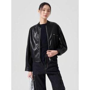 에잇세컨즈 페이크레더 보머 재킷 블랙 11423ZAY15