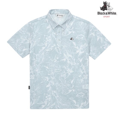 블랙앤화이트 트로피칼 프린트 반소매 티셔츠 9704GCPP_NAVY