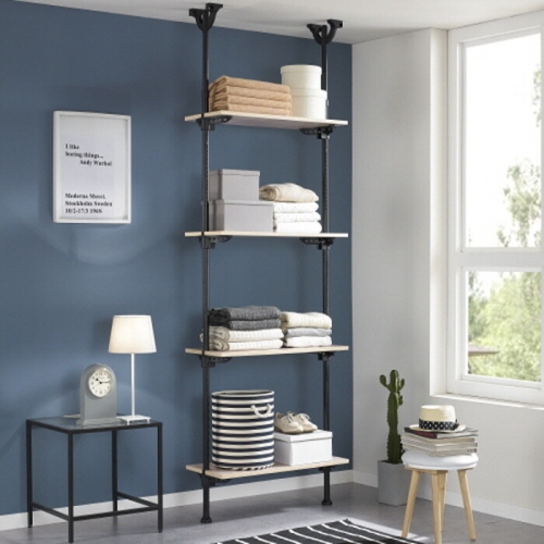 롯데알미늄 이지온 튼튼한 고급 원목 선반 행거 EOB-204M