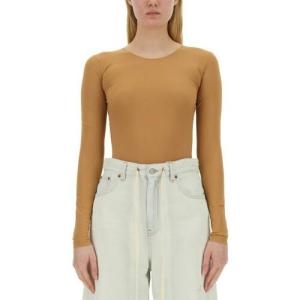 메종마르지엘라 우먼 MM6 beige 바디수트 위드 롱 슬리브 S52NA0059 S24625-128