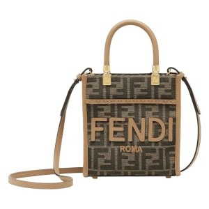 펜디 브라운 미니 패브릭 FF 선샤인 쇼퍼백_8BS092 ALP3 F1AOE