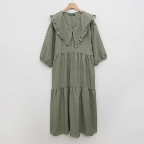 아이우먼 라떼V프릴카라롱원피스 GRQ590M402 빅사이즈