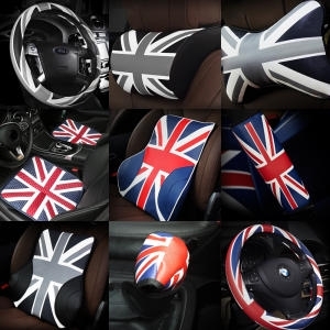 자동차 목쿠션 목베개 등쿠션 허리쿠션 유니언잭 블랙