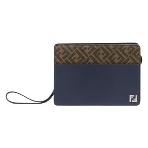 펜디 다크 블루 브라운 스퀘어 FF 스탠딩 스트랩 파우치 7N0145 AFF2 F1M6D