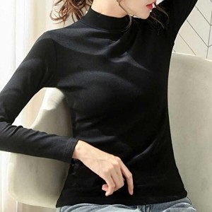 셀러허브 패션 OF4K8MRQ 여자 반폴라 티셔츠 기모 슬림 목폴라 데일리