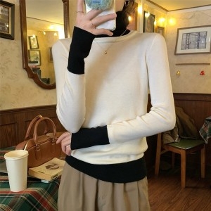 하이 칼라 배색 니트 mb0115