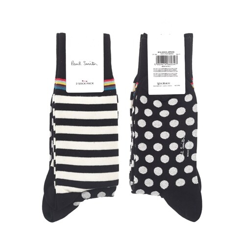 폴스미스 멀티 컬러 2팩 양말 M1A SOCK J2PKOD 02A BLACK WHITE